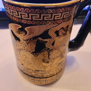 Handmade Greek Porcelain Mug 24k Gold Accent
